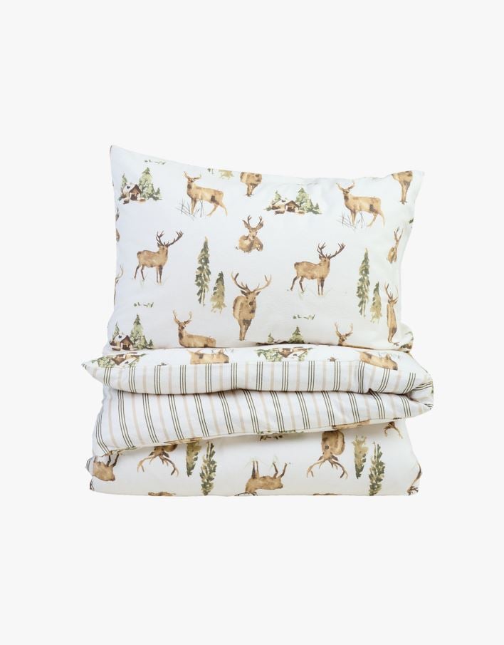 Flanell sengesett sand - 140x200+50x70 cm sand - 1