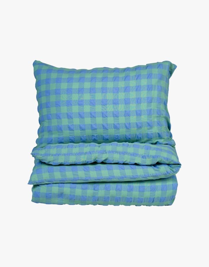 Garnfarget krepp sengesett grønn - 140x220+50x70 cm grønn - 1