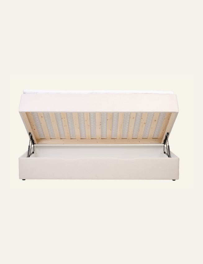 Seng med oppbevaring beige - 7
