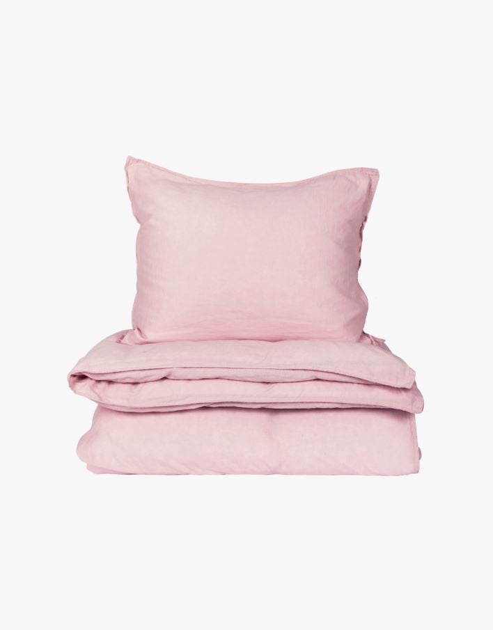 Lin & bomull sengesett pudderrosa - 140x220 cm pudderrosa - 1